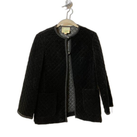 Vintage quilted black velvet jacket - Picture 1 of 5